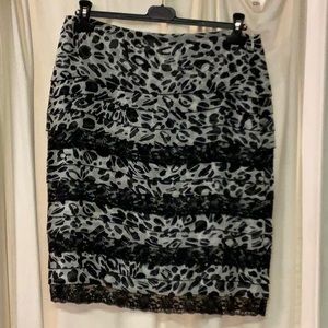 Escada tiered chiffon skirt black and white sz42
